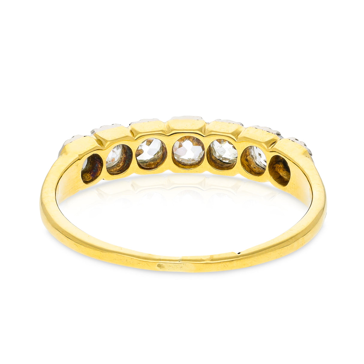 Early Victorian diamond half hoop ring, silver