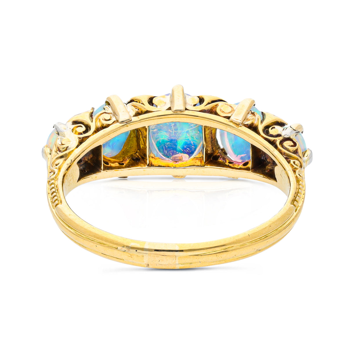 Victorian, crystal opal & diamond half hoop ring