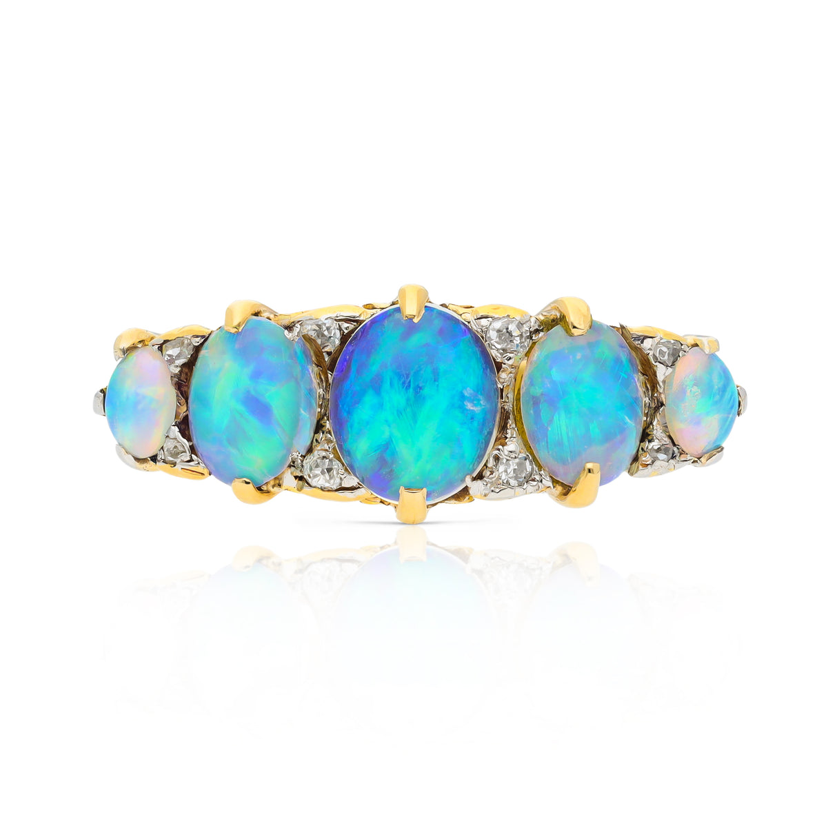 Victorian, crystal opal & diamond half hoop ring
