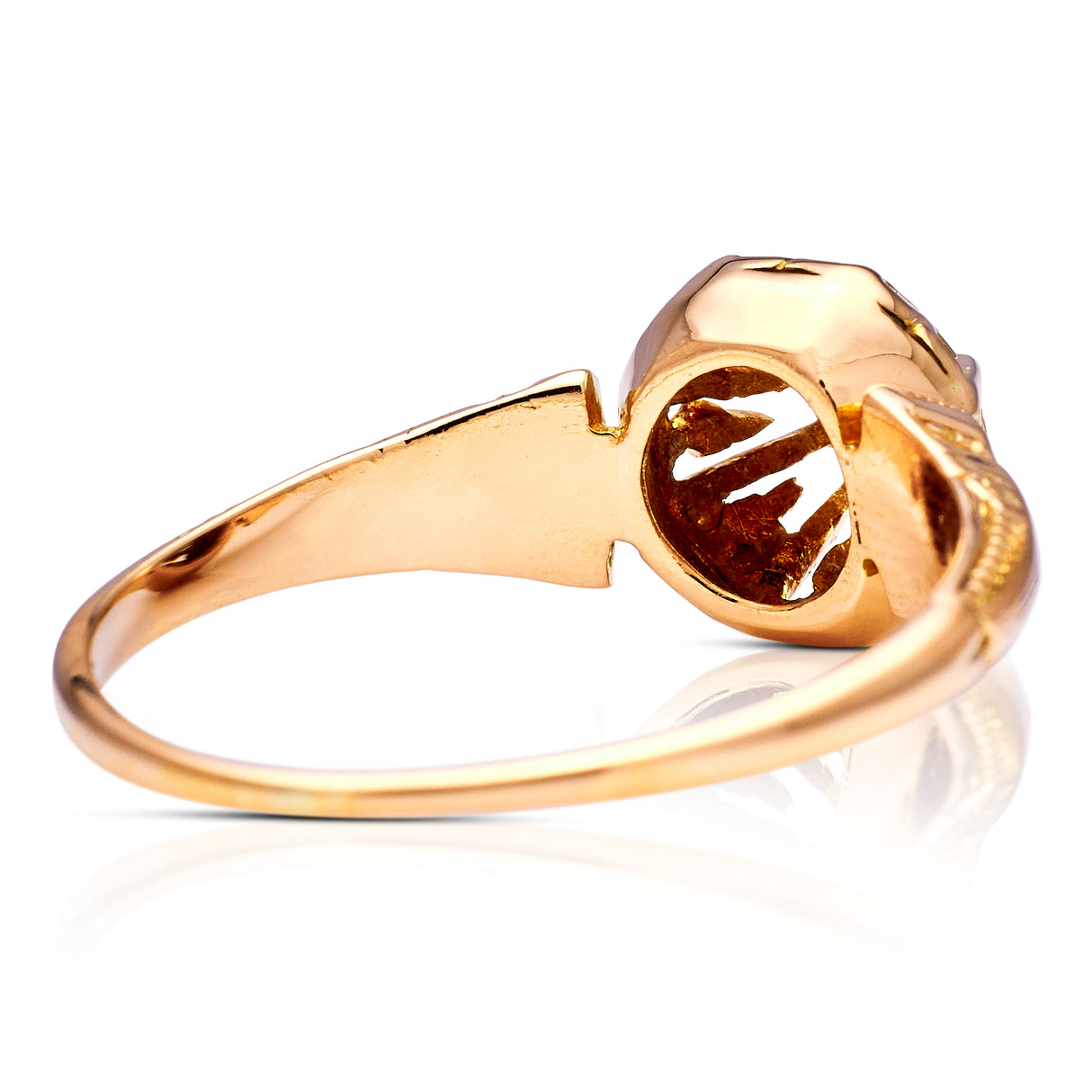 Antique, Victorian, Solitaire Diamond Engagement Ring, 18ct Yellow Gold rear view