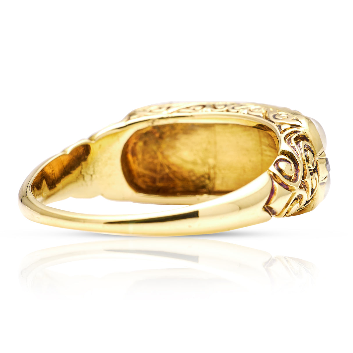 Antique, Victorian double row pearl & diamond ring