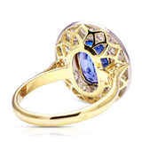 Vintage, 1980s French sapphire & diamond cluster ring, 18ct yellow gold