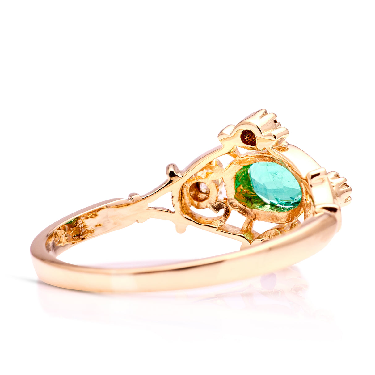 Vintage, 1980s emerald & diamond ring, 18ct yellow gold