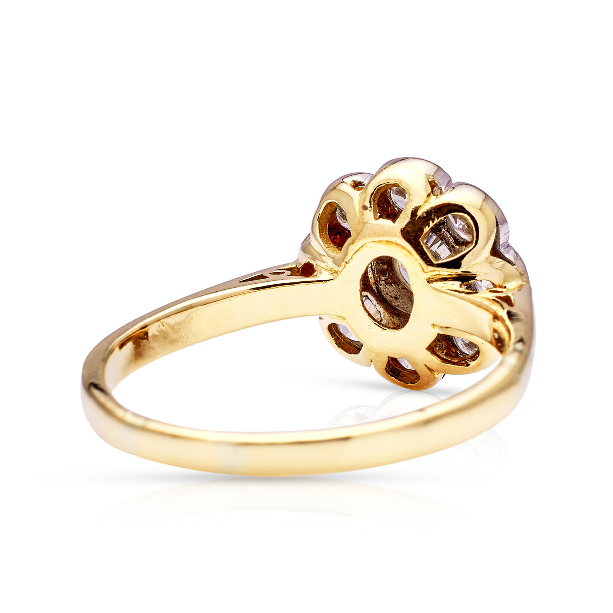 Vintage, 1980s vintage diamond cluster engagement, 18ct yellow gold