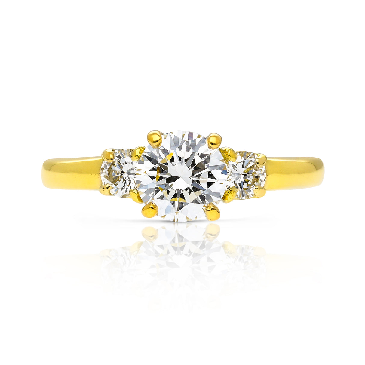 Tiffany & co. vintage three stone 1.01ct vs2 f diamond engagement ring, 18ct yellow gold