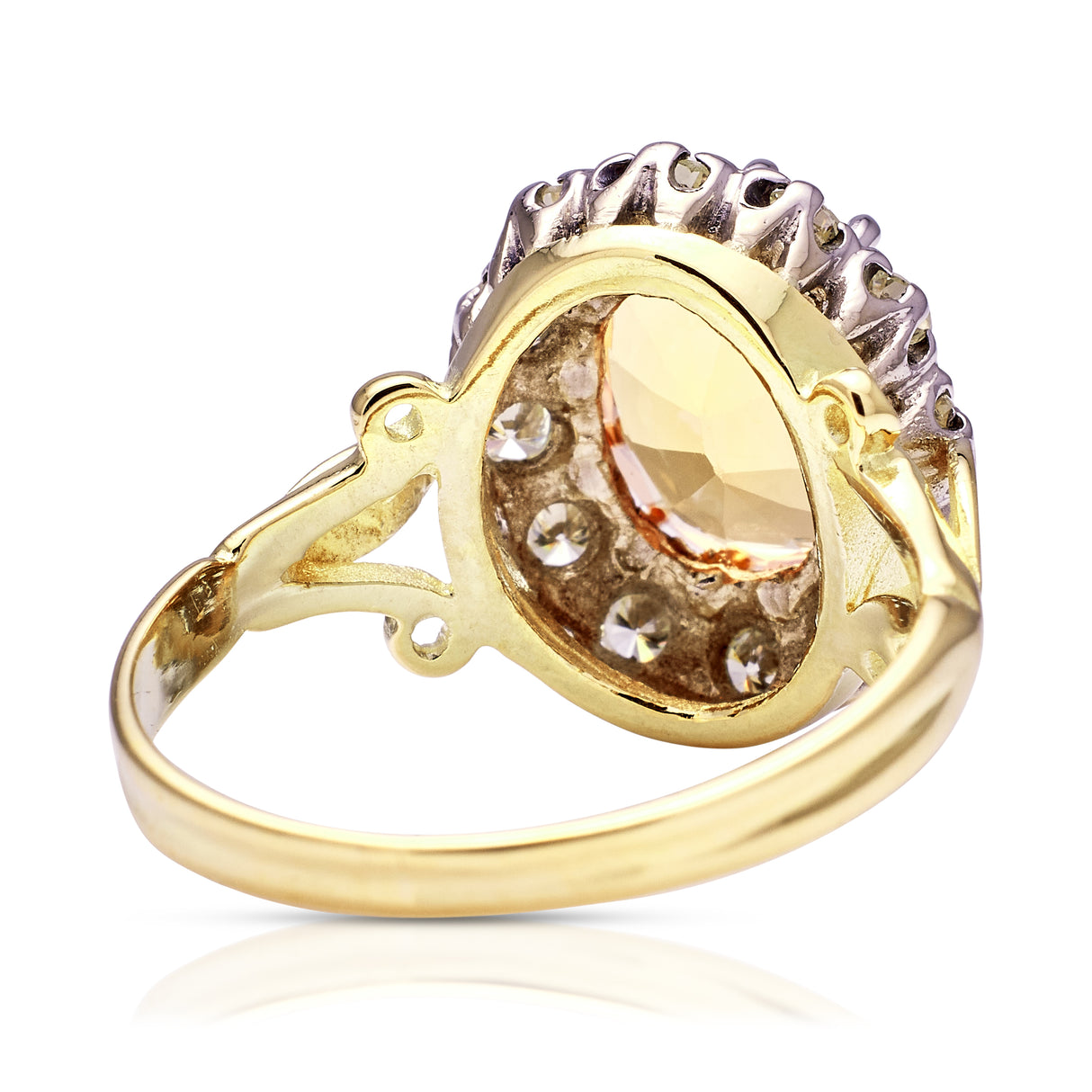 Vintage, topaz and diamond cluster ring, 18ct yellow gold