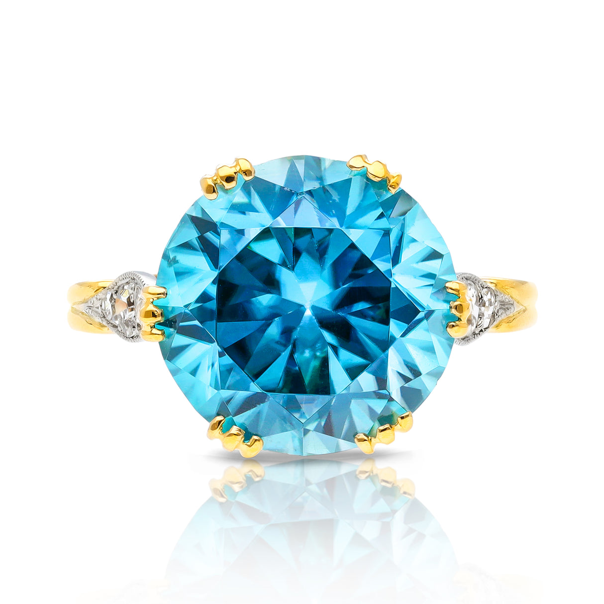 Belle Époque, zircon and diamond cocktail ring, 18ct yellow gold