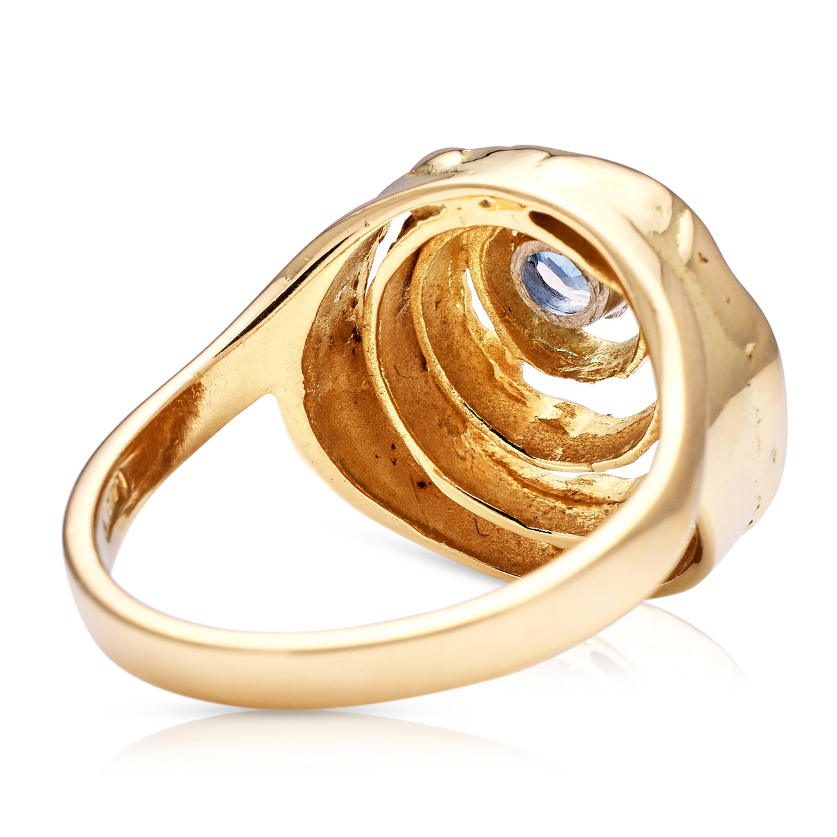 Reserved! Vintage John Donald sculptural aquamarine ring, 18ct yellow gold