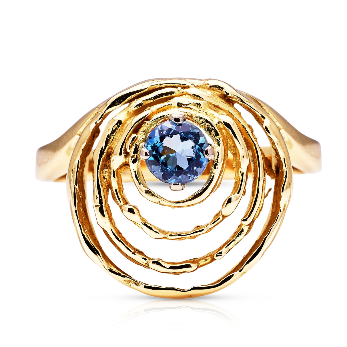 Reserved! Vintage John Donald sculptural aquamarine ring, 18ct yellow gold