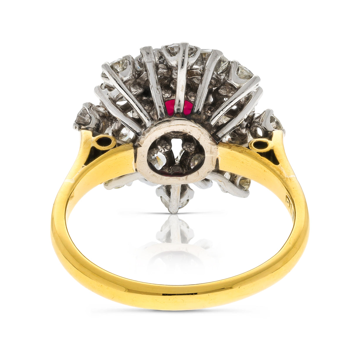 Vintage natural ruby & diamond ring, 18ct yellow gold