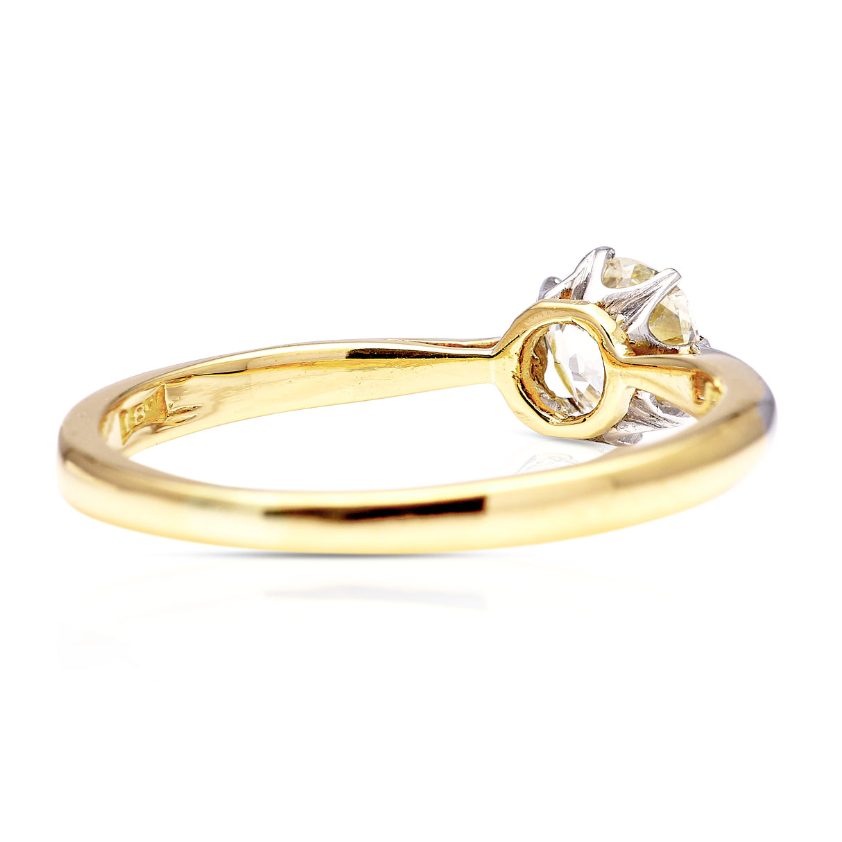 Vintage, 1930s Solitaire Old Cut Diamond Engagement Ring, 18ct Yellow Gold and Platinum