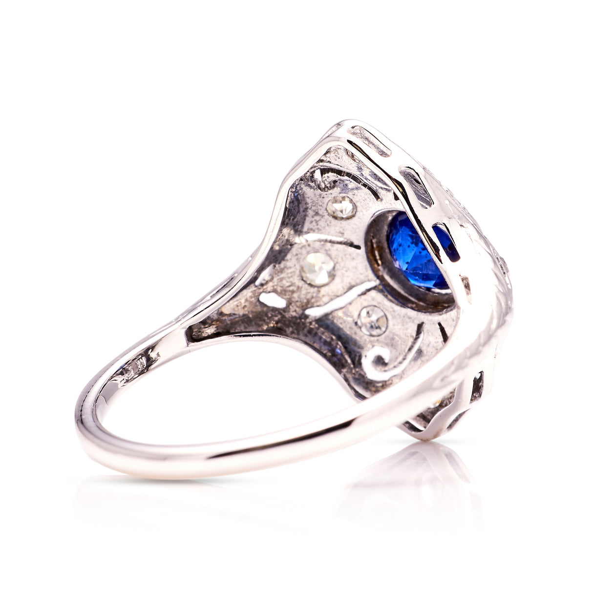 Vintage, 1930s sapphire and diamond ring back view