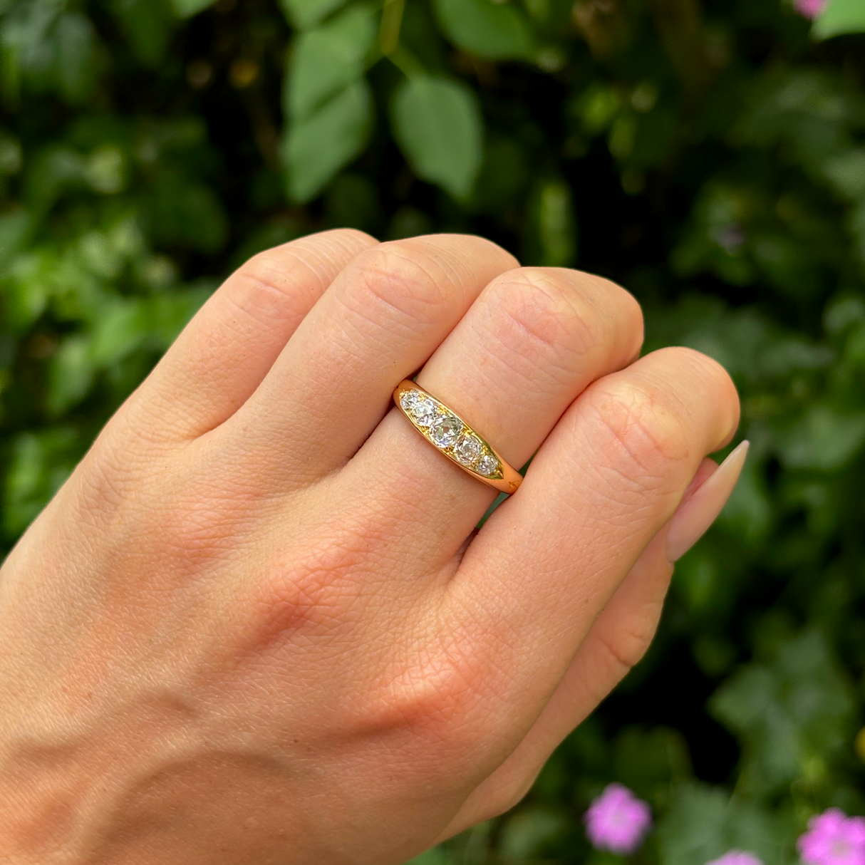 Vintage, 1970s diamond five-stone ring, 18ct yellow gold