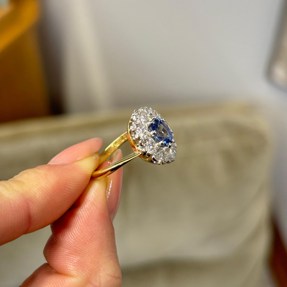 Vintage, sapphire & diamond cluster ring