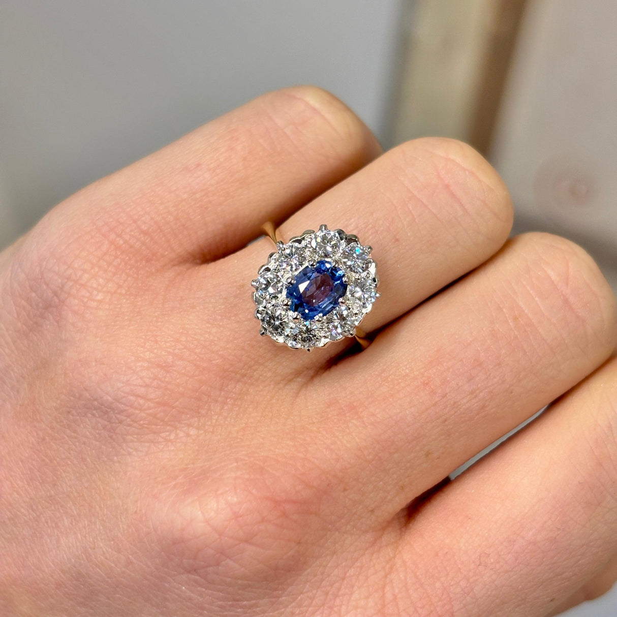Vintage, sapphire & diamond cluster ring
