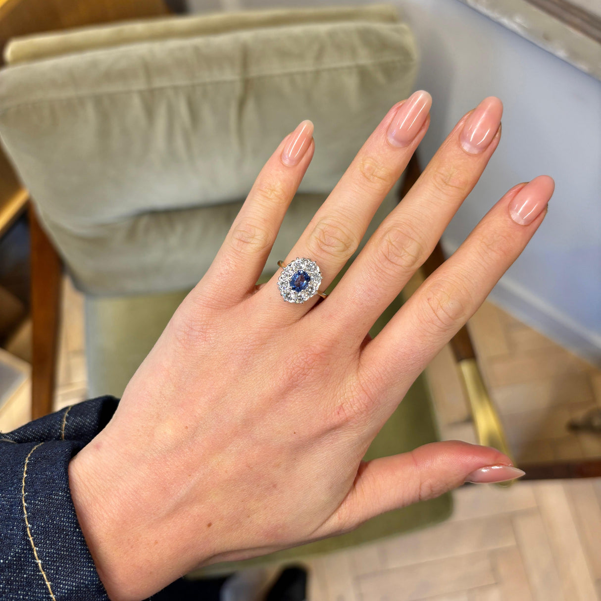 Vintage, sapphire & diamond cluster ring