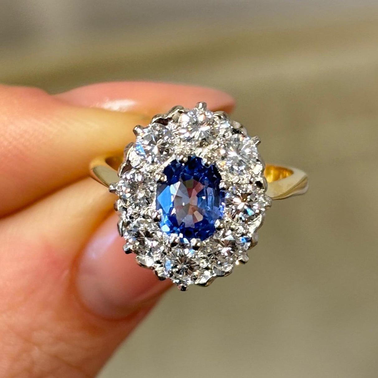 Vintage, sapphire & diamond cluster ring