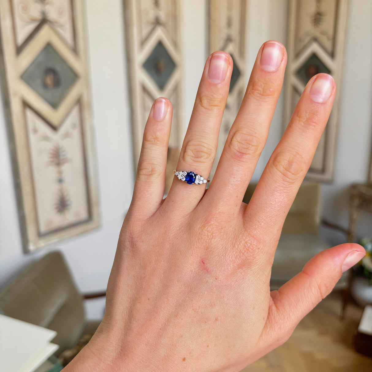 Vintage, 1980s sapphire & diamond ring