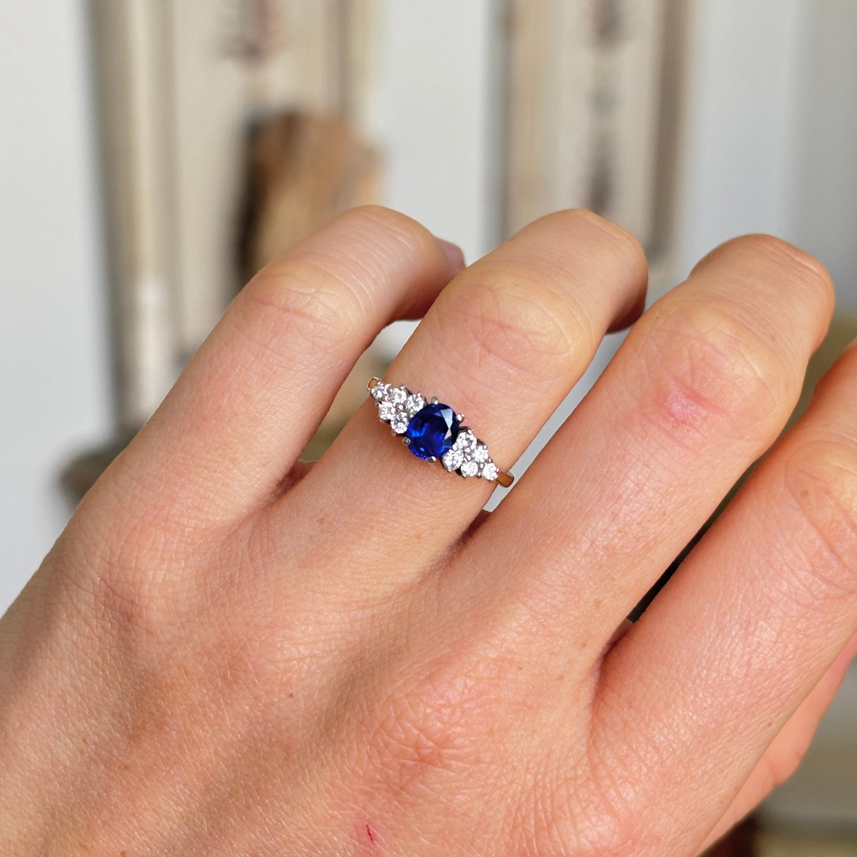 Vintage, 1980s sapphire & diamond ring