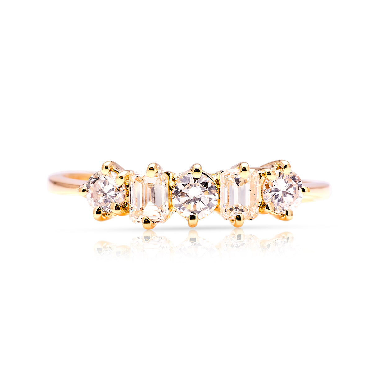 Vintage, 1990s diamond five-stone ring front view