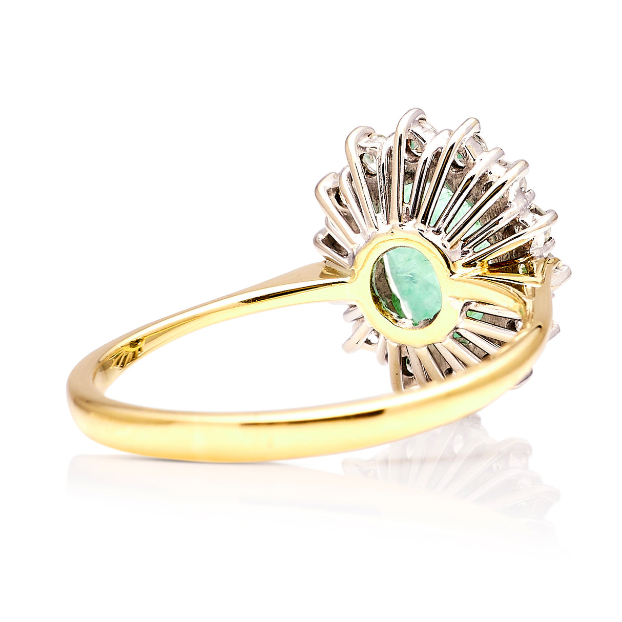 Vintage, 1990s emerald & diamond cluster ring back