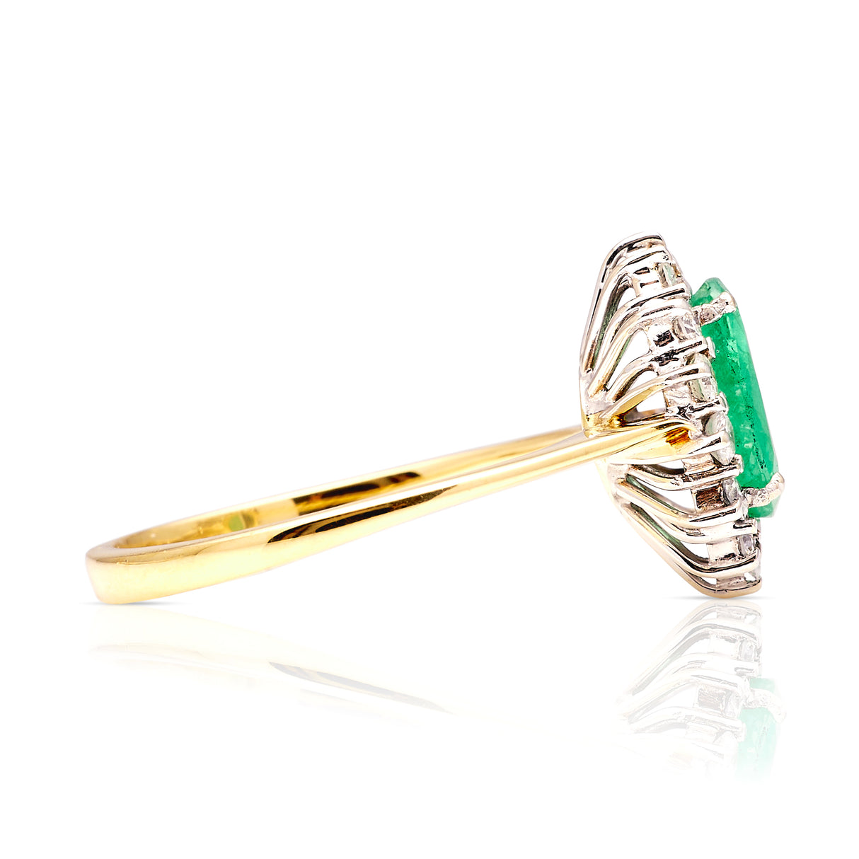 Vintage, 1990s emerald & diamond cluster ring side