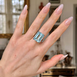 Vintage, 20ct aquamarine cocktail ring, platinum