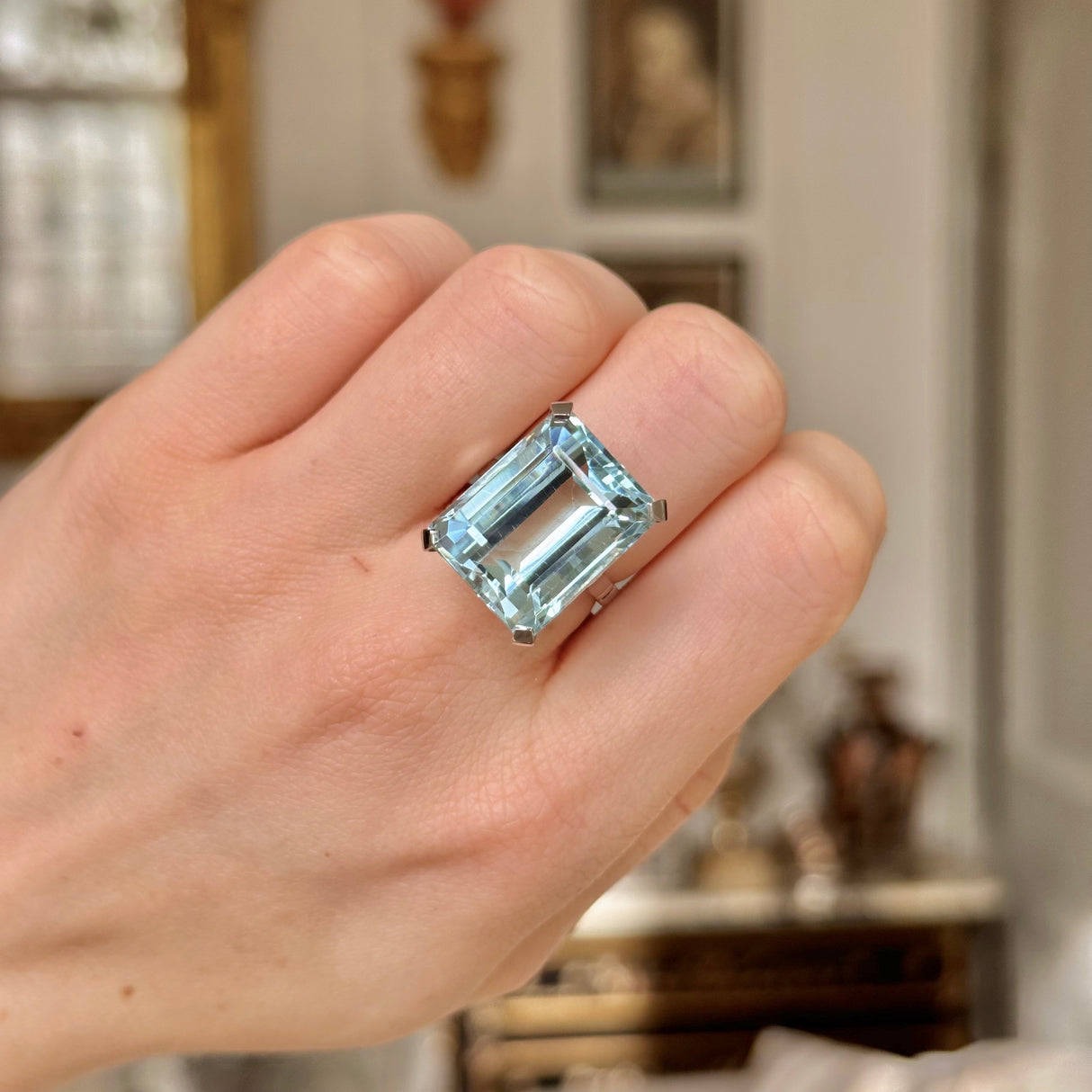 Vintage, 20ct aquamarine cocktail ring