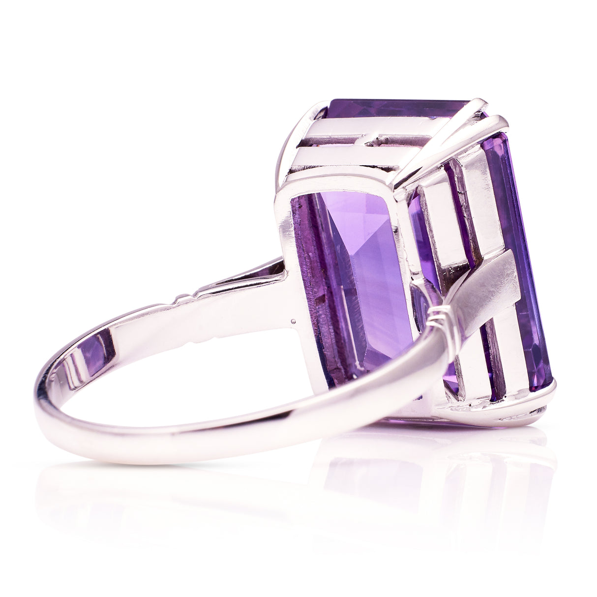 Vintage, Art Deco amethyst cocktail ring, 14ct white gold