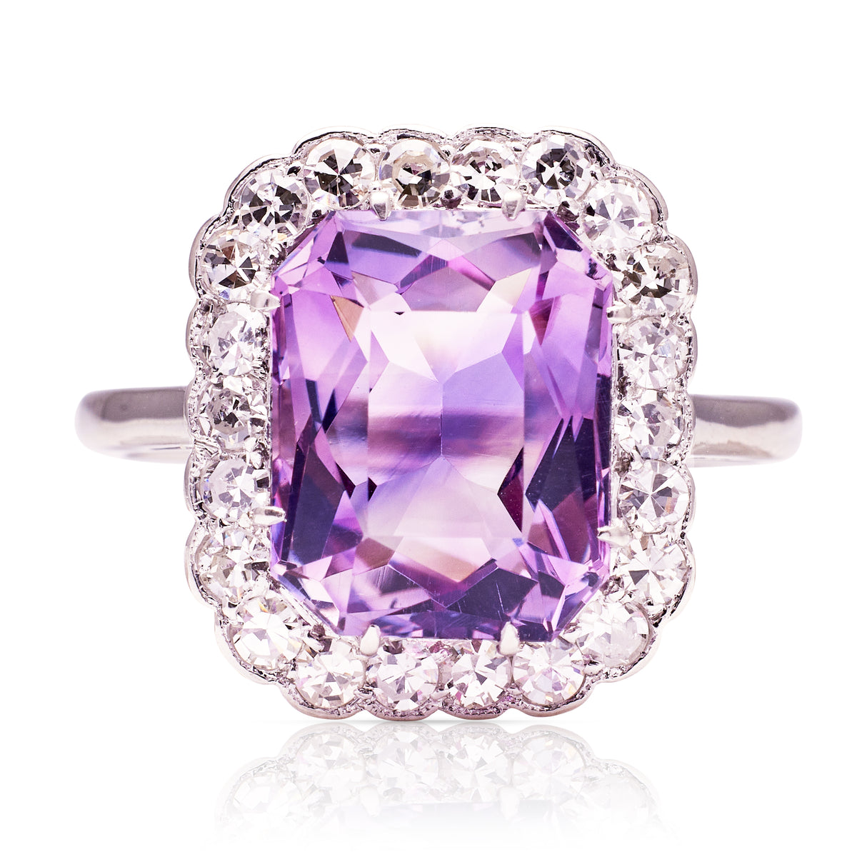 Antique, Belle Époque, amethyst & diamond cluster ring