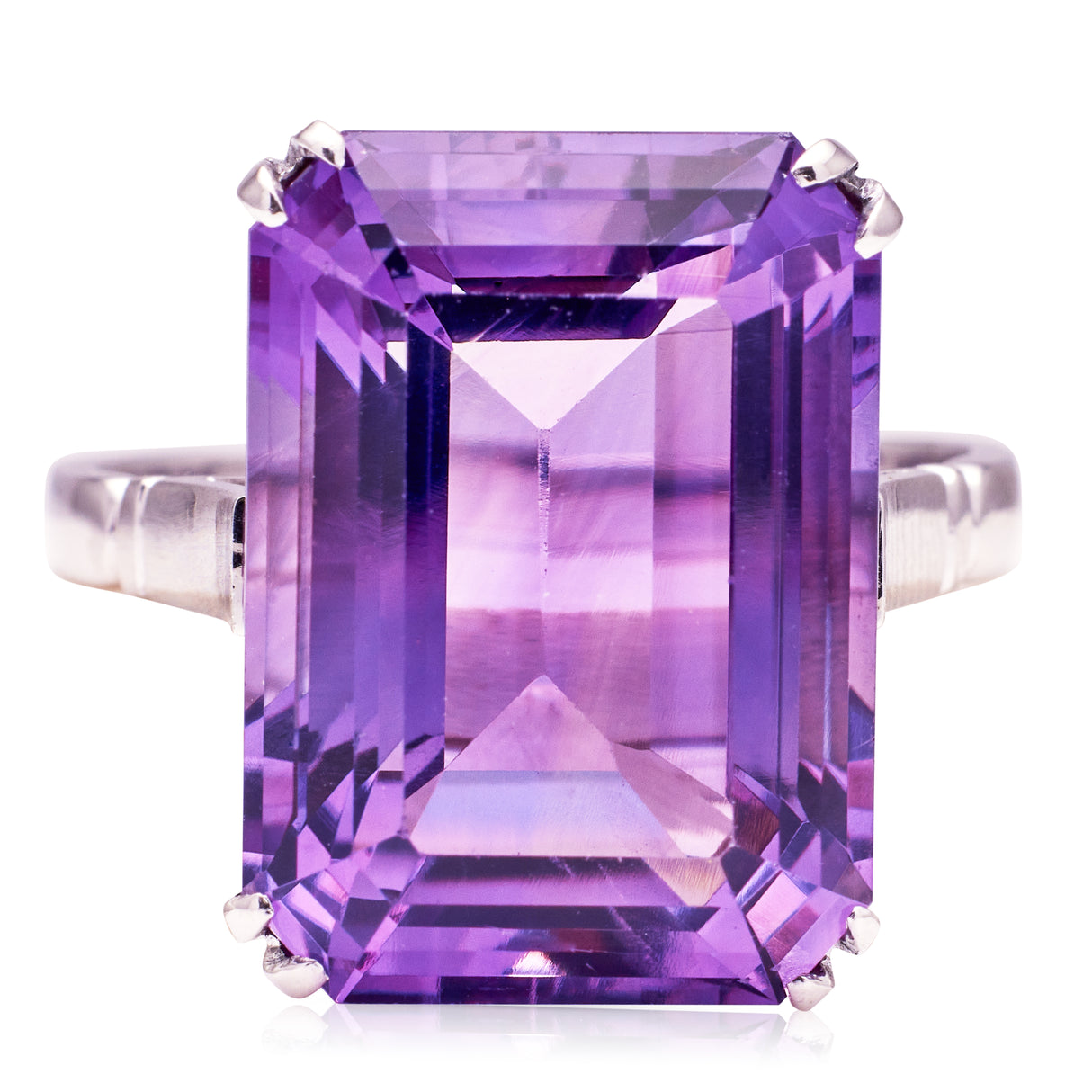 Vintage, Art Deco amethyst cocktail ring, 14ct white gold