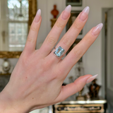Vintage, Aquamarine and Diamond Ring, 18ct White Gold worn on hand