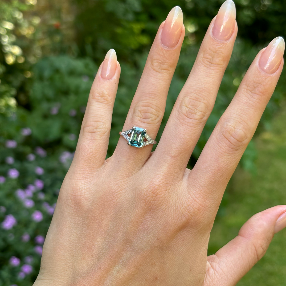 Vintage, Art Deco zircon & diamond ring platinum