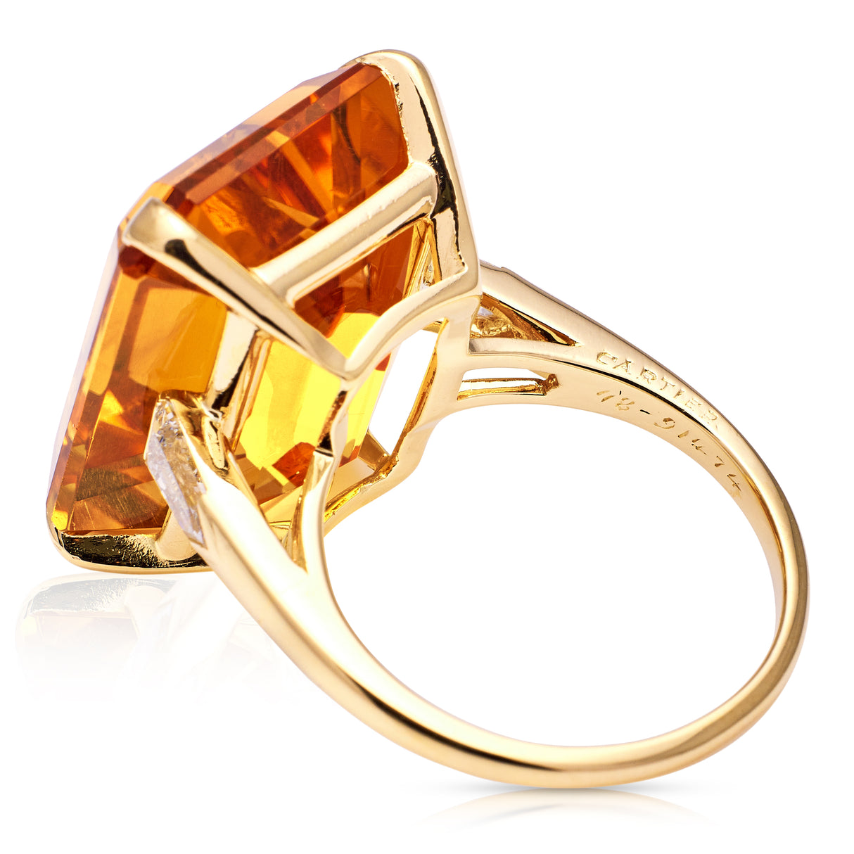 Vintage, Cartier Citrine Cocktail Ring, 18ct Yellow Gold. Back 2