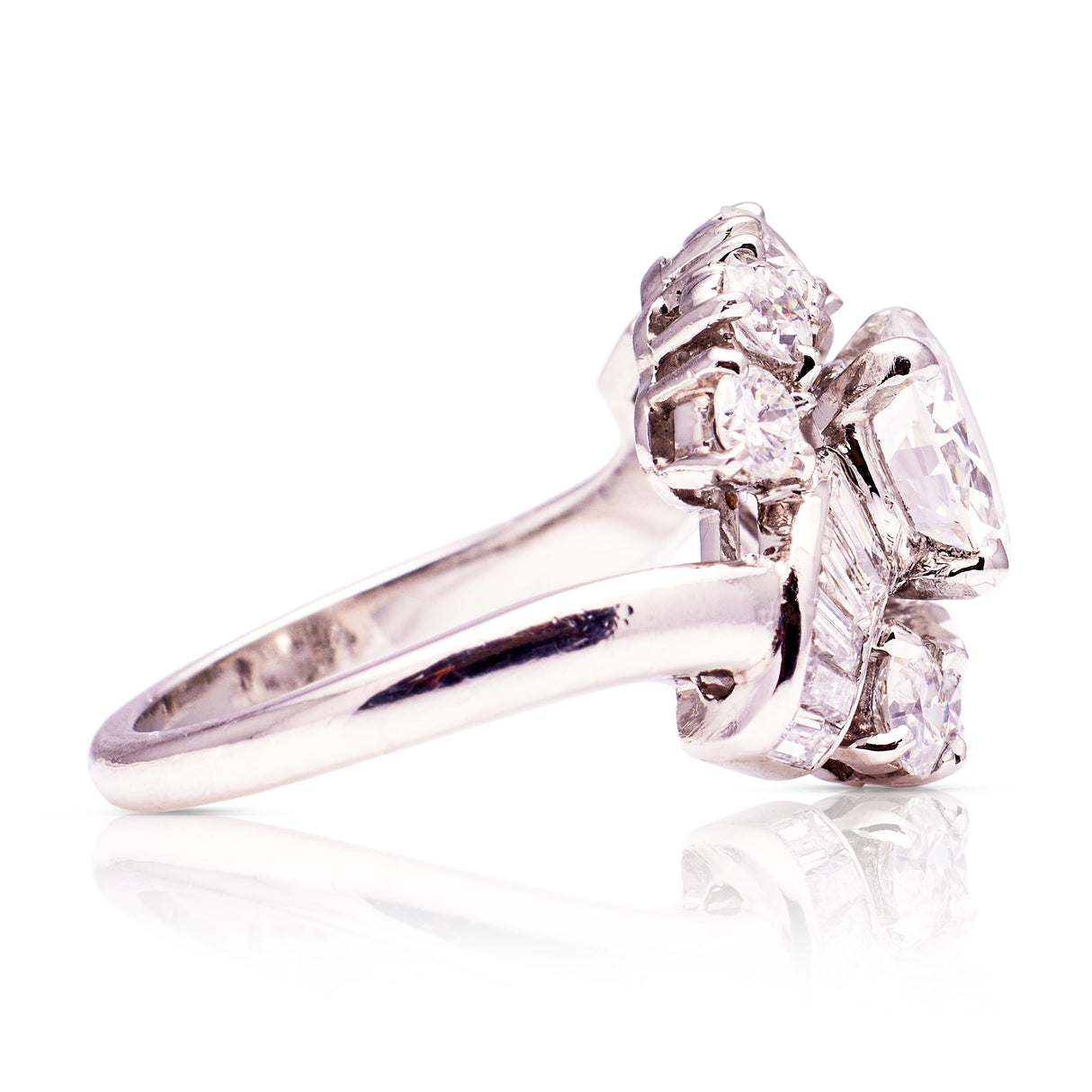 Cartier Diamond Engagement Ring, side view.