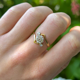 Vintage, Diamond Cluster Engagement Ring, 18ct Yellow Gold worn on hand.