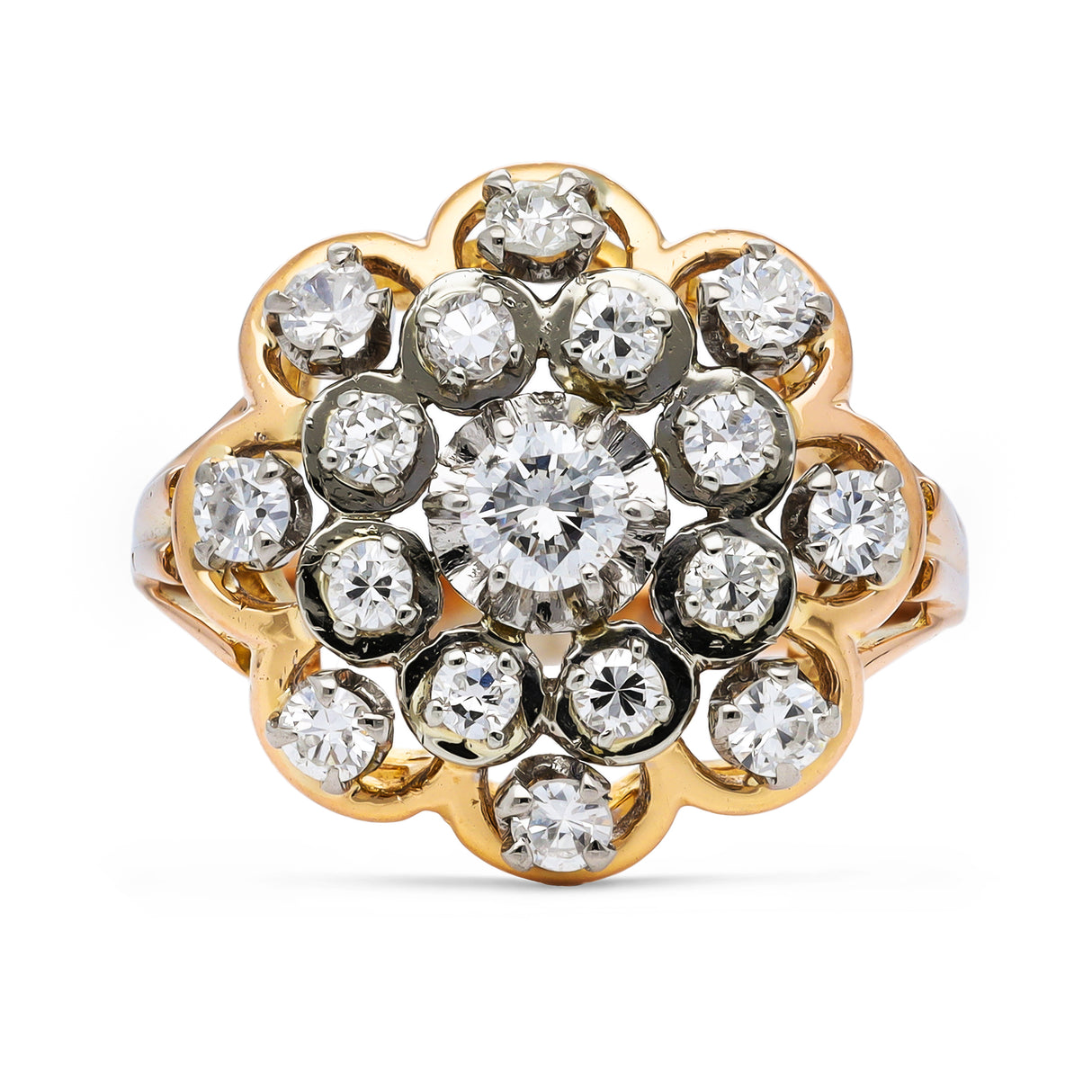 Vintage diamond cluster ring, 18ct rose gold