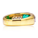 Vintage, Emerald and Diamond Band, 18ct Yellow Gold. Back.
