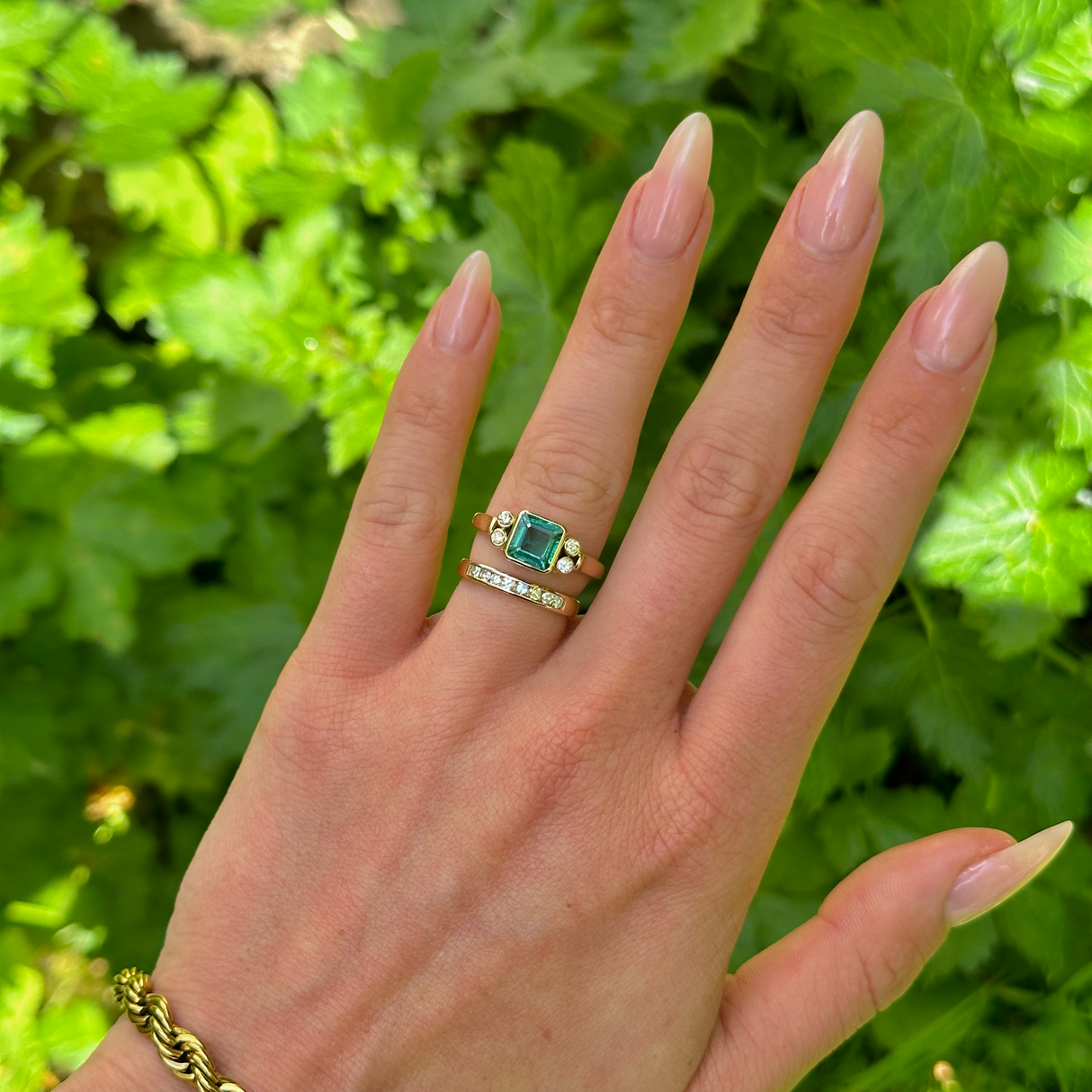 Vintage, emerald and diamond ring