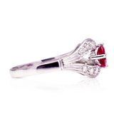 Vintage, Ruby and Diamond Ring, 14ct White Gold. Side.