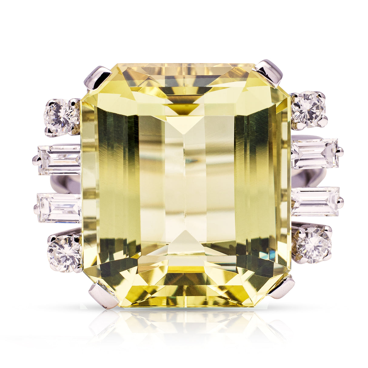 Vintage heliodor cocktail ring, front view.