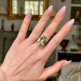 Vintage, Mint Quartz Cocktail Ring, worn on hand.