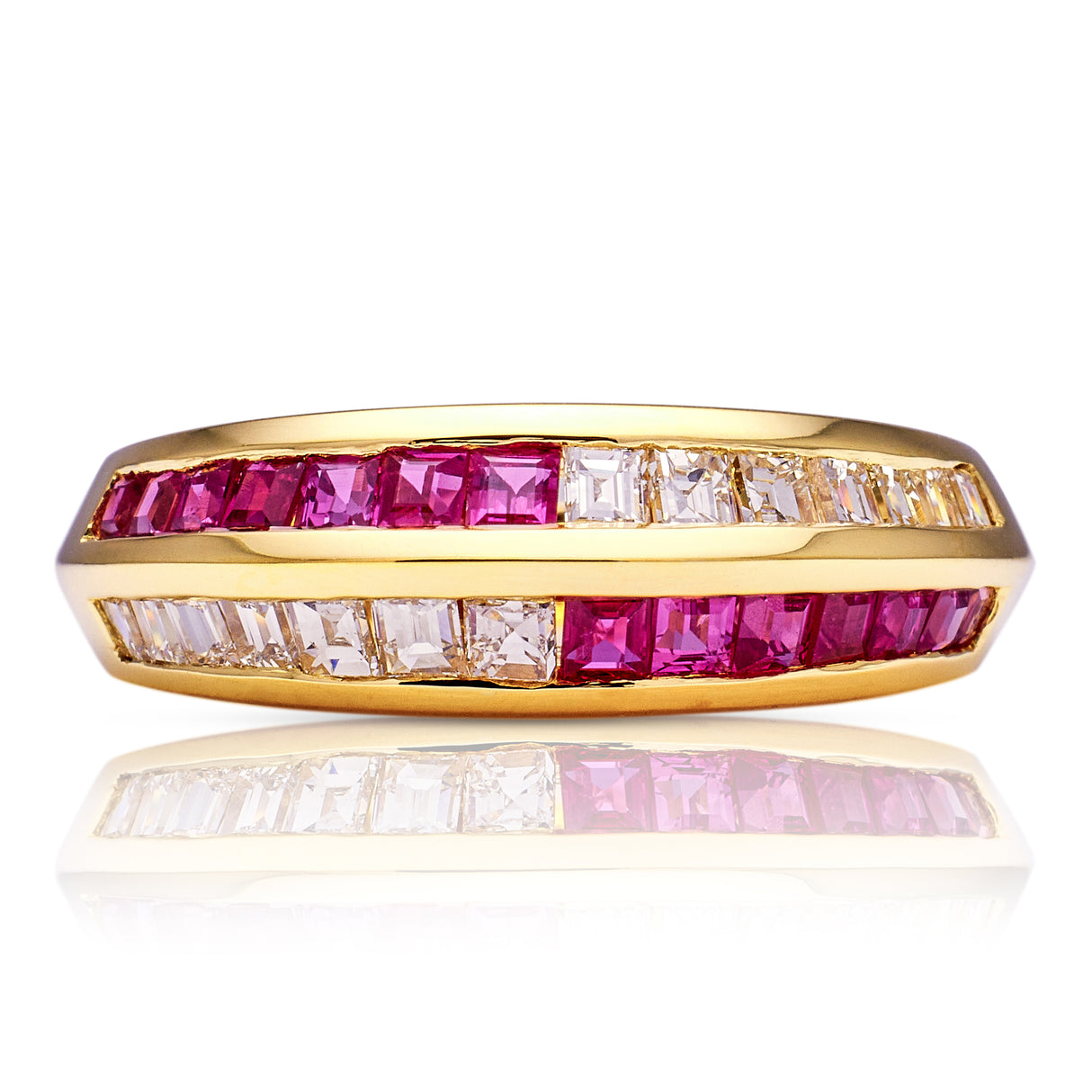 Ruby & diamond half eternity ring