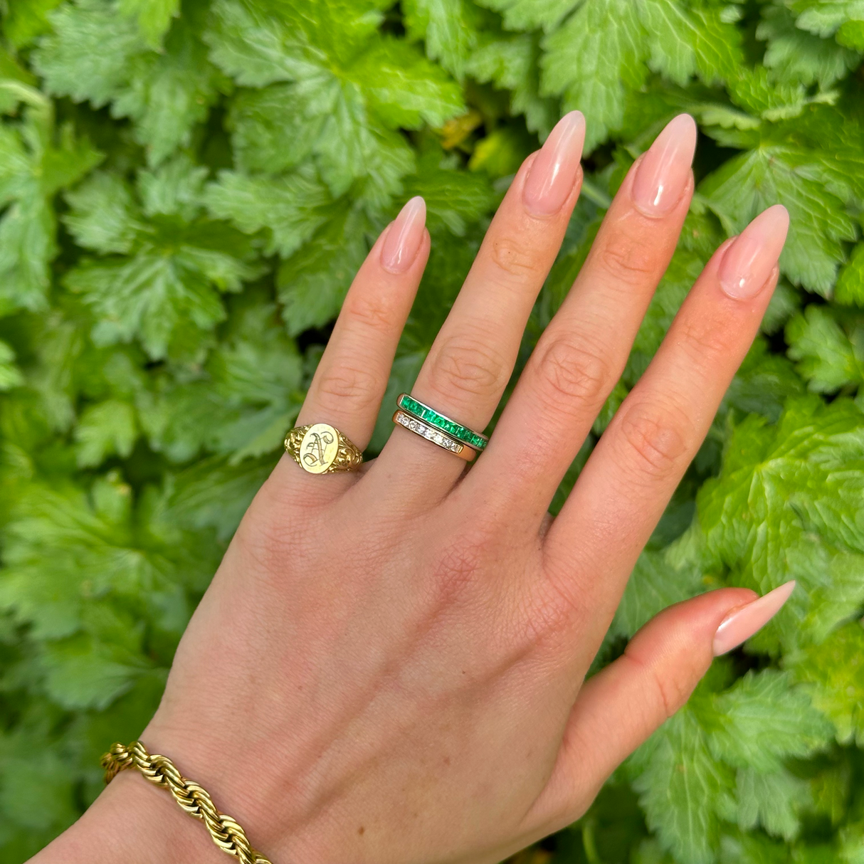 Vintage, Tiffany & Co. Emerald Half Eternity Ring, Platinum\
