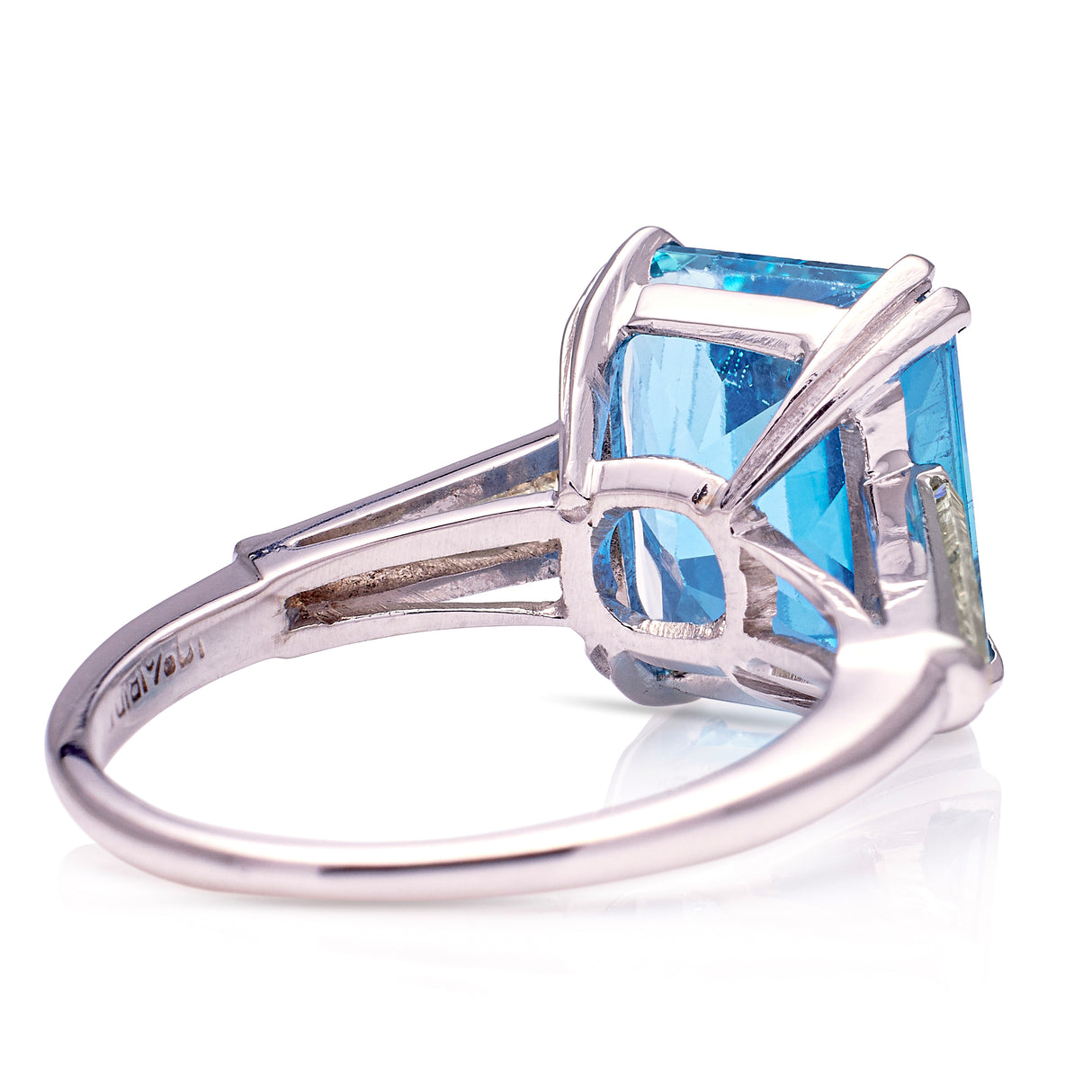 Vintage, blue topaz & diamond ring