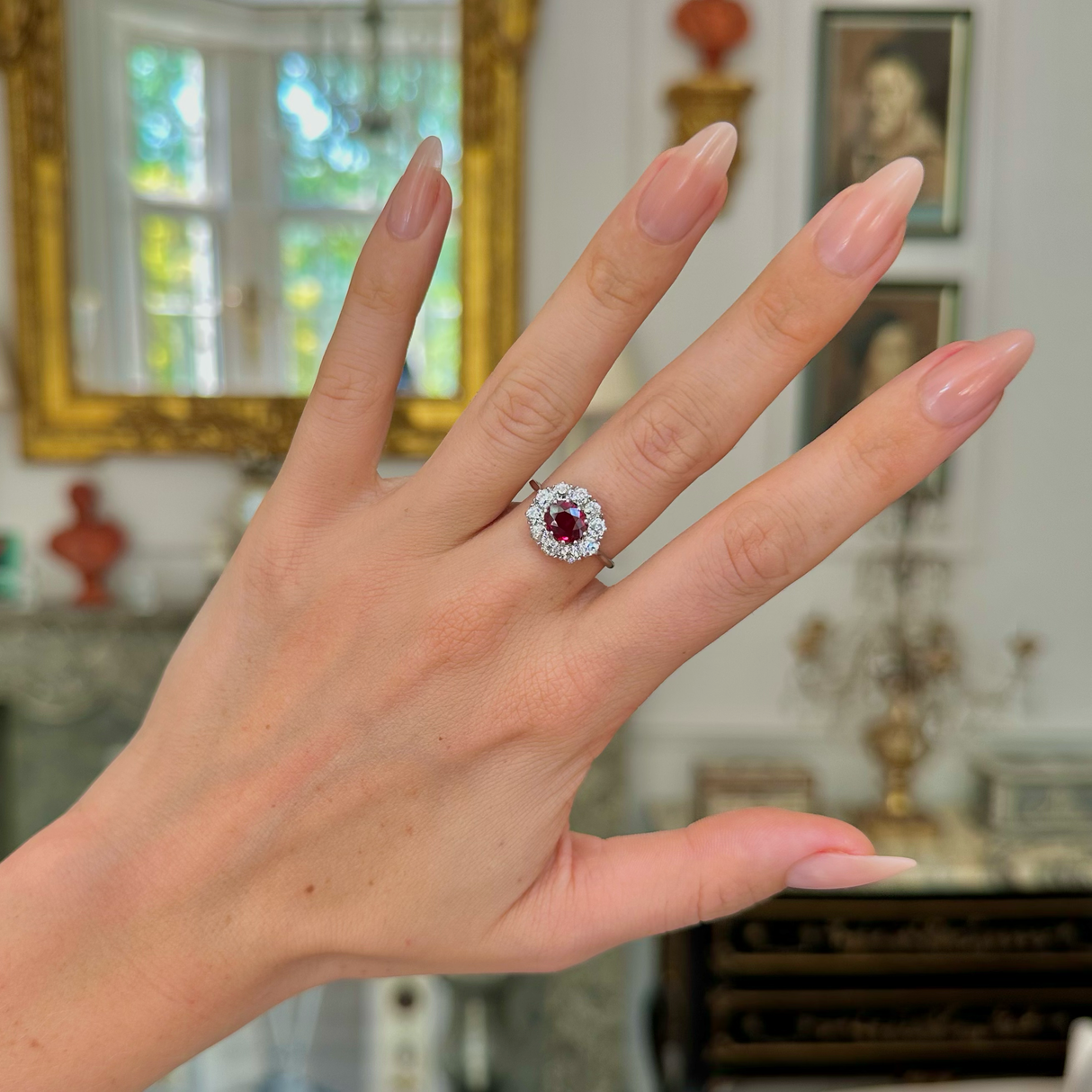 Art Deco, ruby & diamond cluster ring