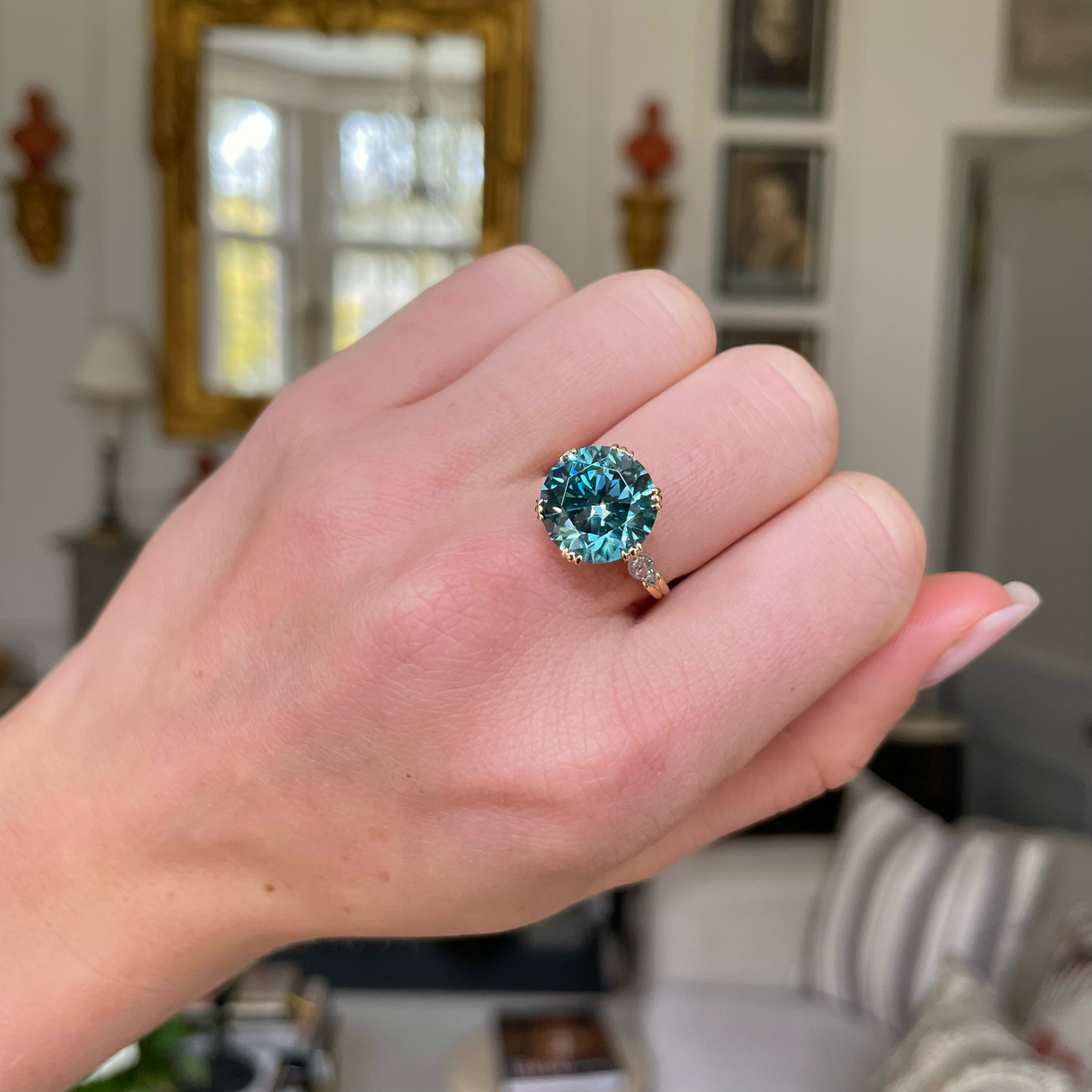 Belle Époque, zircon and diamond cocktail ring, 18ct yellow gold