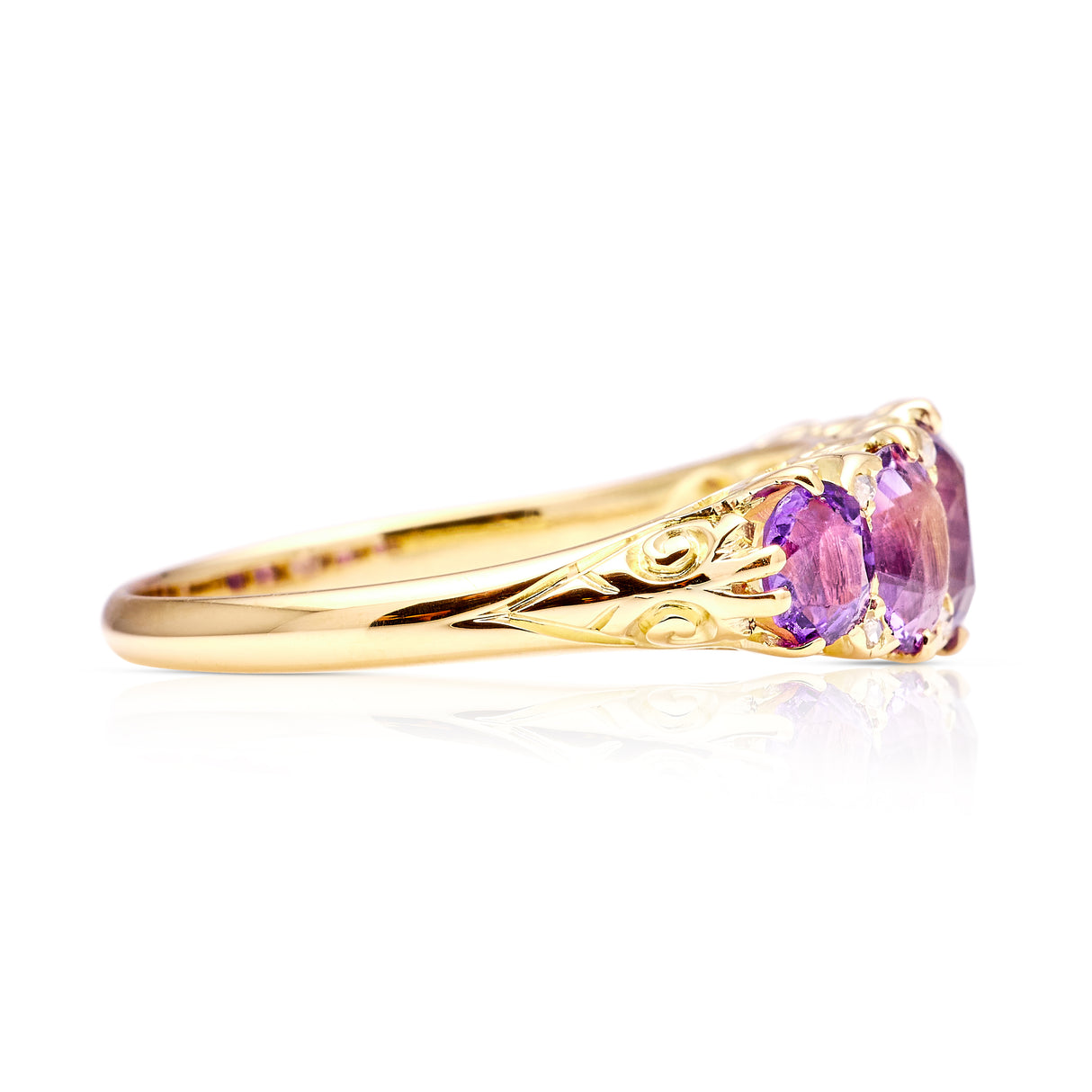 Antique, Victorian amethyst half-hoop ring