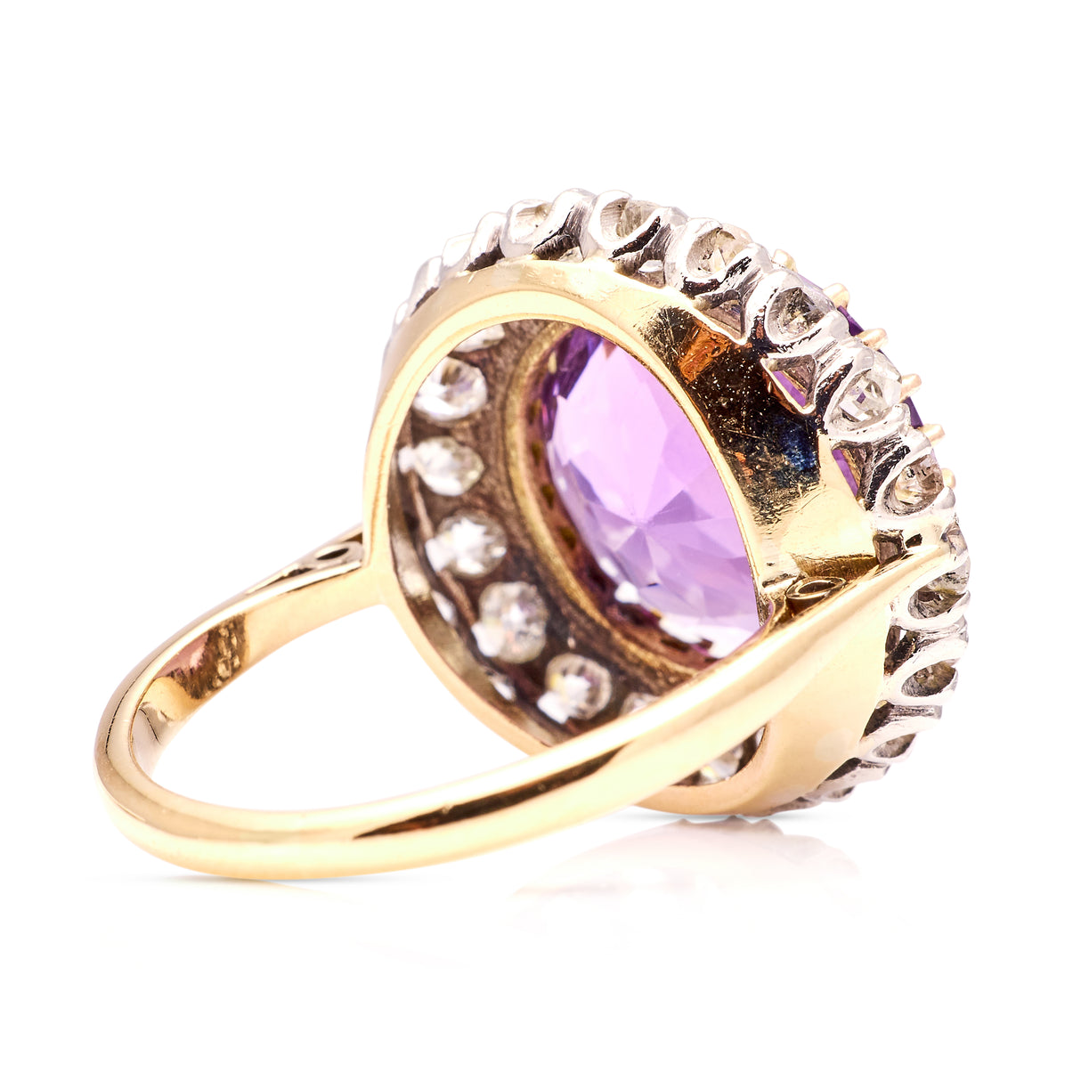 Antique, Victorian amethyst and diamond cluster cocktail ring