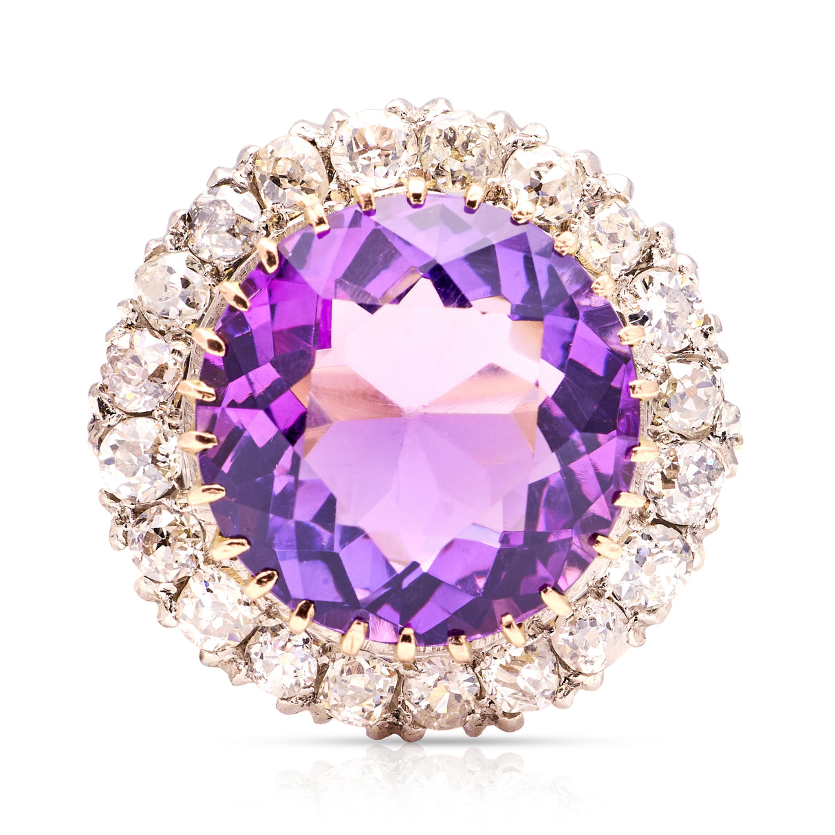 Antique, Victorian amethyst and diamond cluster cocktail ring